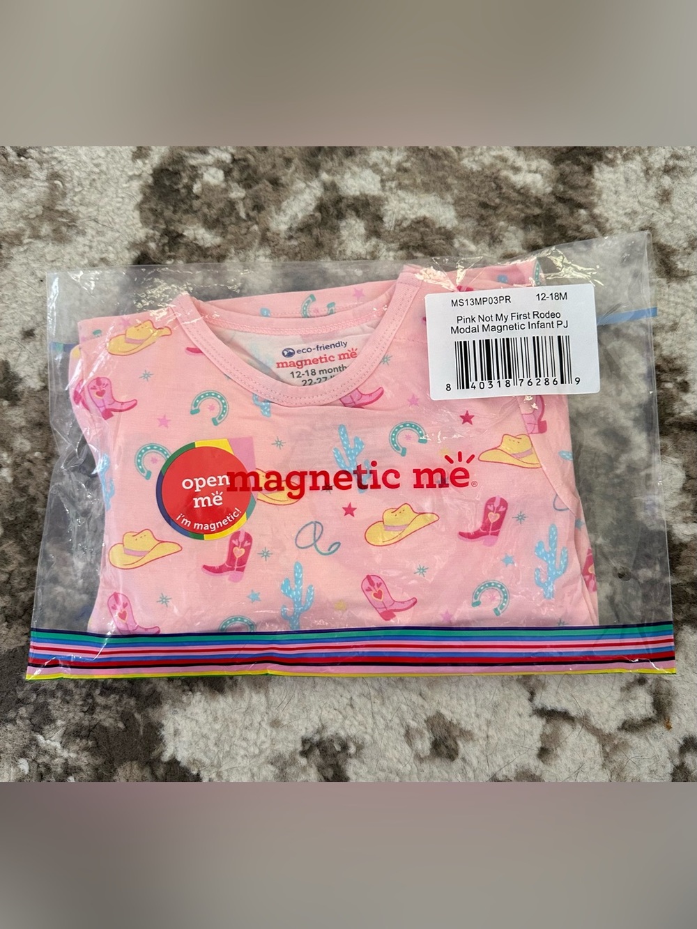 Magnetic Me Pink Western-Print Infant Magnetic PJ